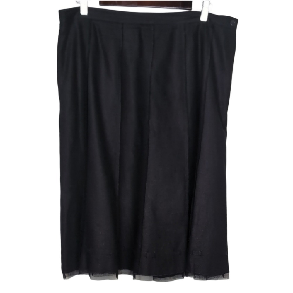 Laura Studio Women's Size 14 Black A Line Layered Look Midi Skirt